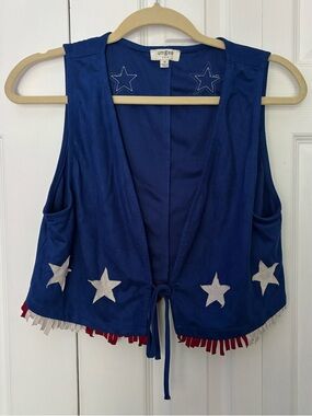 Umgee Blue Sleeveless Vest with White Stars